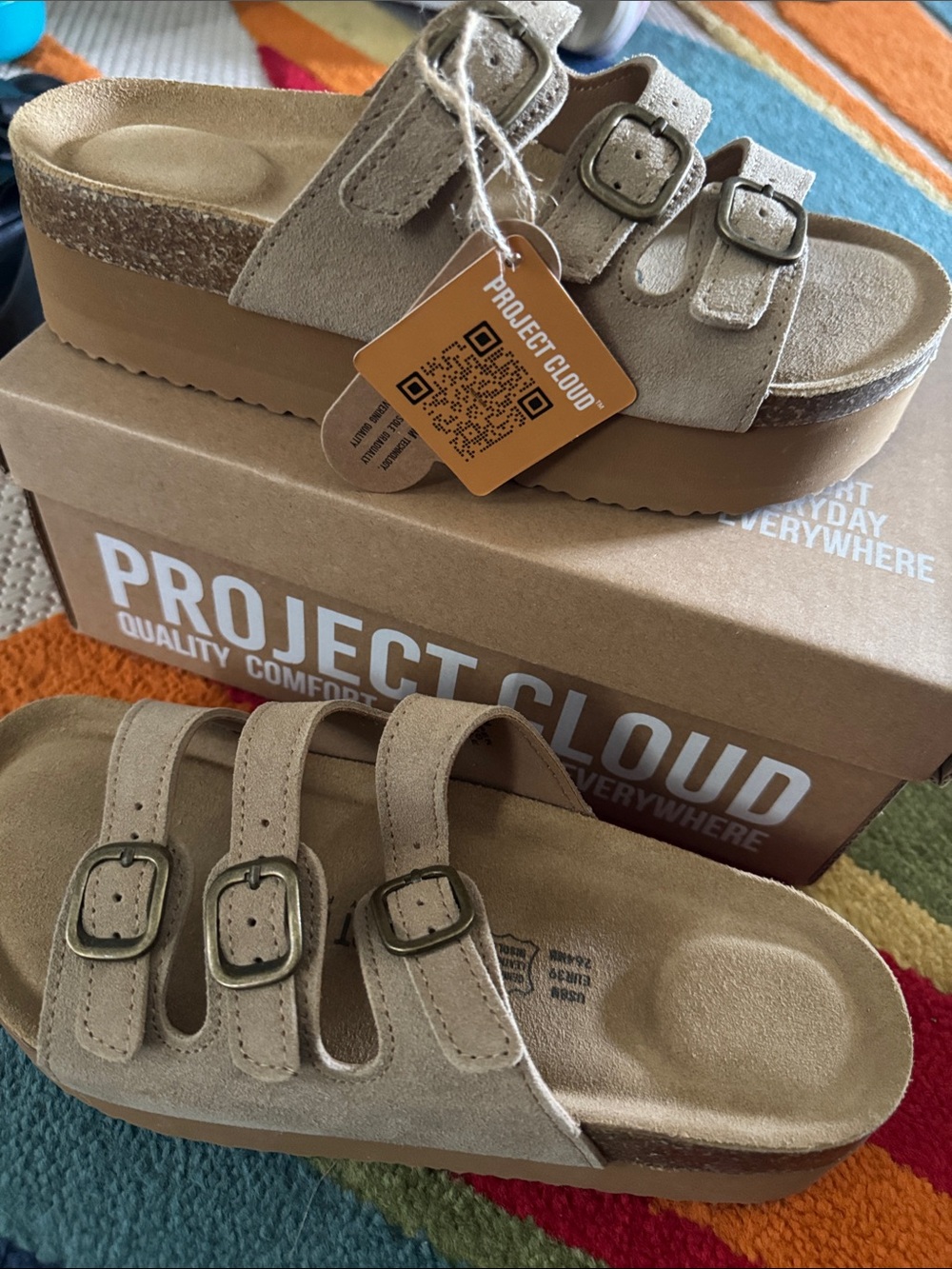 NIB Size 8 Project Cloud DYAN Sandal Leather Chestnut Color
